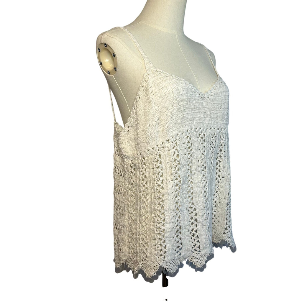 NWT VTG 90s Raiment Fashions Cotton Crochet Scalloped Tank Whimsygoth Boho NOS