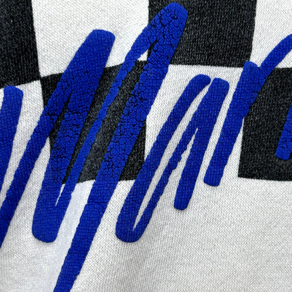 VTG 90s Gear for Sports M White Black Checkered Sweatshirt Streetwear Sportswear