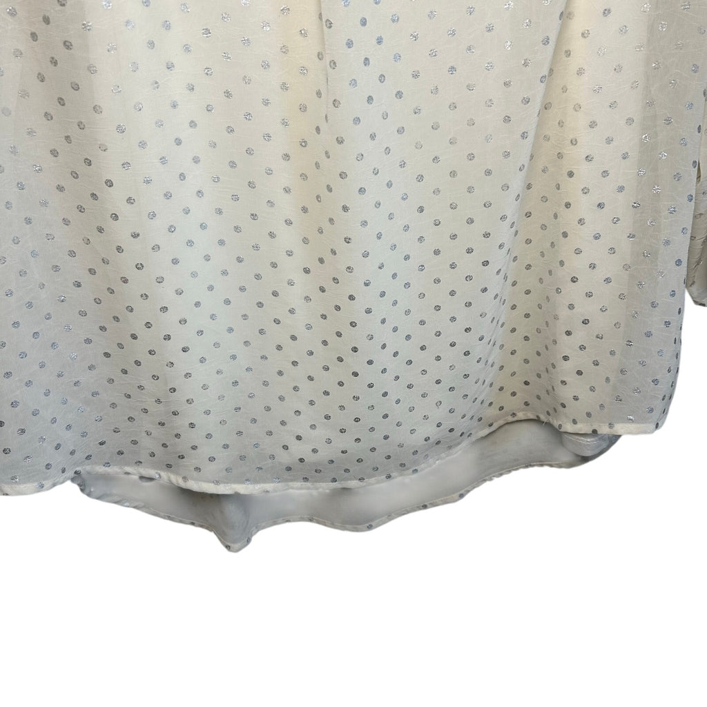 Liz Claiborne Polka Dot Blouse XL White Silver Vintage Cami Overlay Retro Top