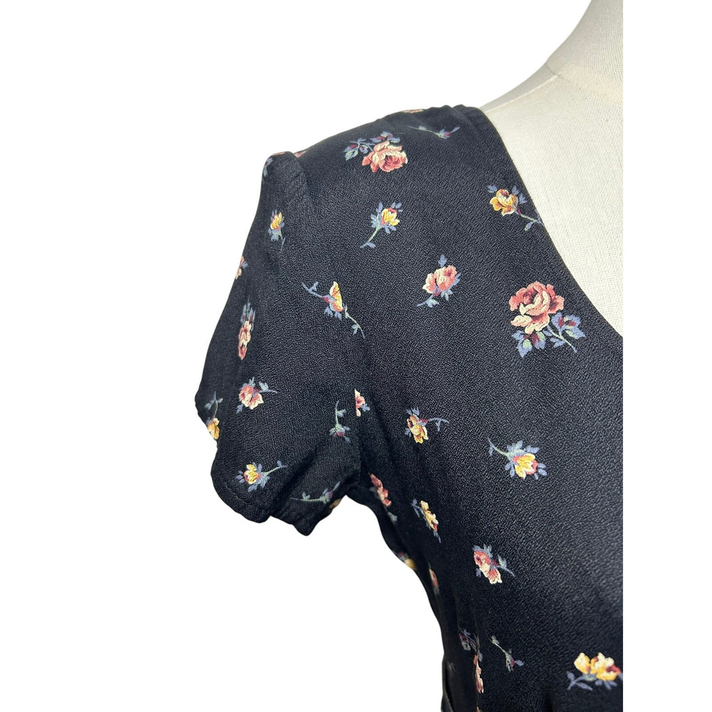 VTG 90s Decked Out Floral Belted Maxi Grunge Whimsigoth Medium Y2K Retro Boho