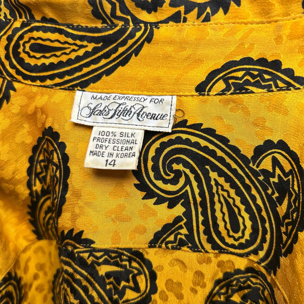 VTG 70s Saks Fifth Avenue Psychedelic Silk Paisley Dagger Shirt Whimsygoth Large