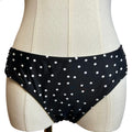 Black White Strappy Side Bikini Bottom Swim Medium Coquette Minimalist Y2K