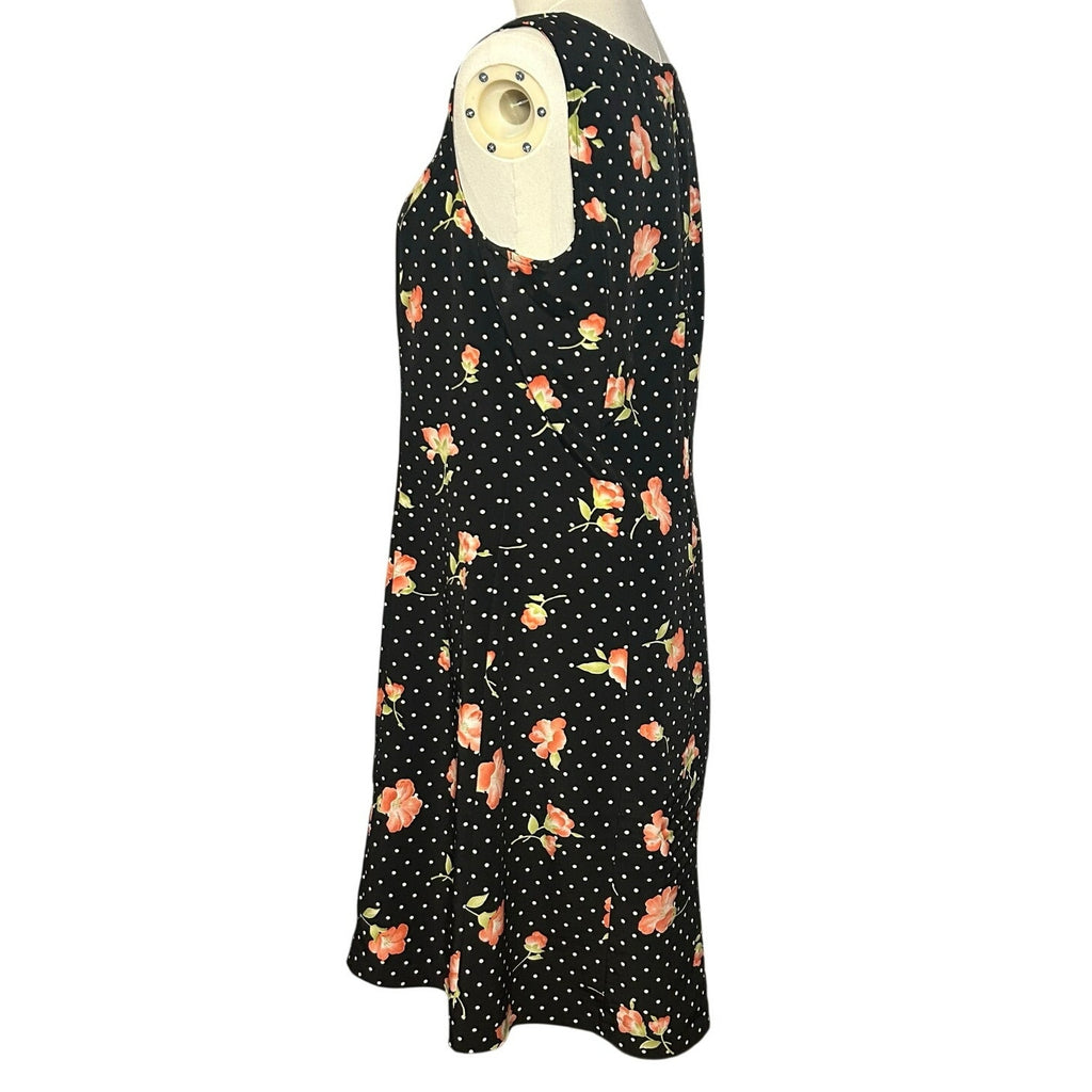 VTG Kathie Lee Collection Polka Dot Floral Sheath Dress Sz 10 Y2K 90s Retro
