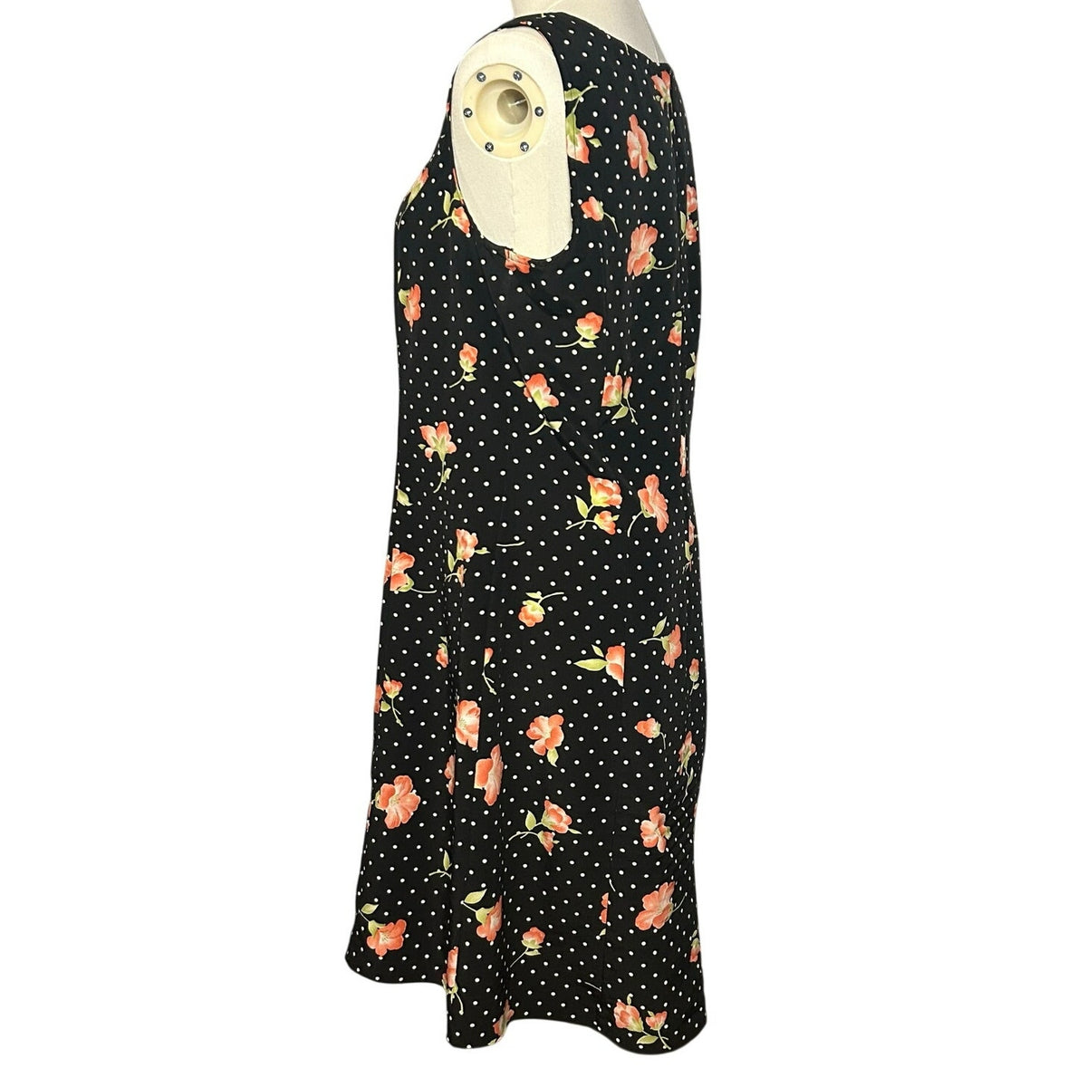 VTG Kathie Lee Collection Polka Dot Floral Sheath Dress Sz 10 Y2K 90s Retro