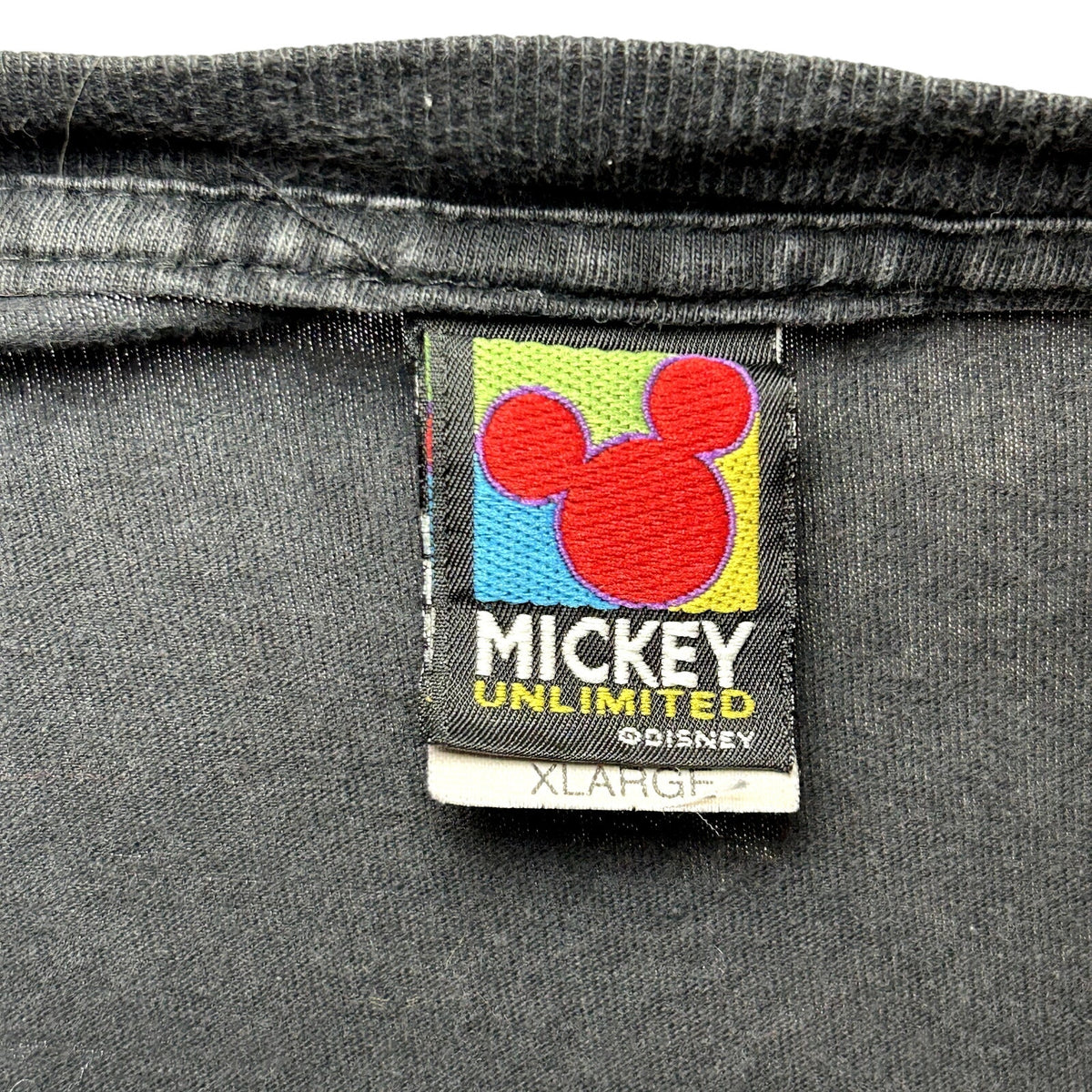 VTG 90s Disney Mickey Unlimited L Black Fireworks T-Shirt Trashed Grunge