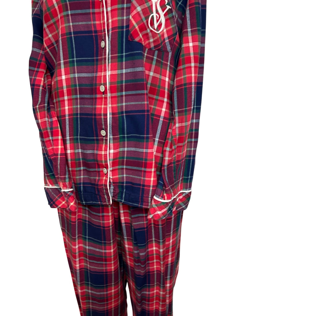 Victoria's Secret Plaid Flannel Pajama Set Red Tartan M Lounge Y2K Holiday