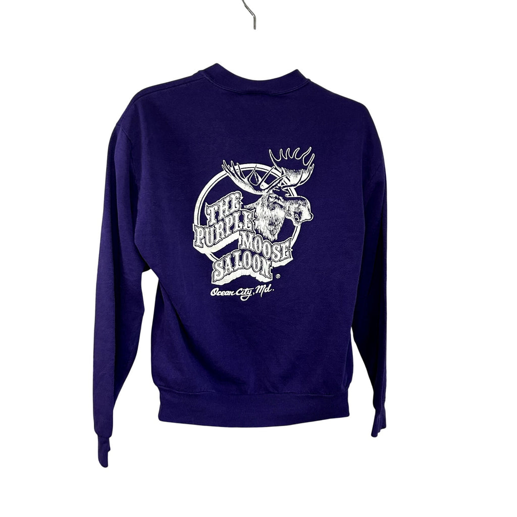 VTG 90s Jerzees M Purple Moose Saloon Ocean City MD Graphic Crewneck Sweatshirt