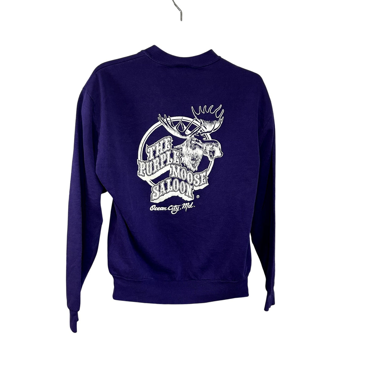 VTG 90s Jerzees M Purple Moose Saloon Ocean City MD Graphic Crewneck Sweatshirt