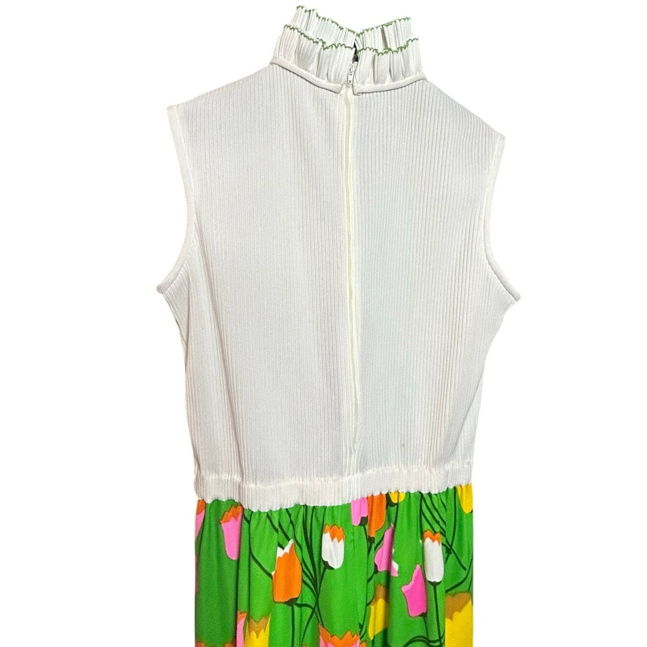 VTG 70s Alison Ayres Maxi Dress Green Floral Retro Tulip Print S Whimsigoth Boho