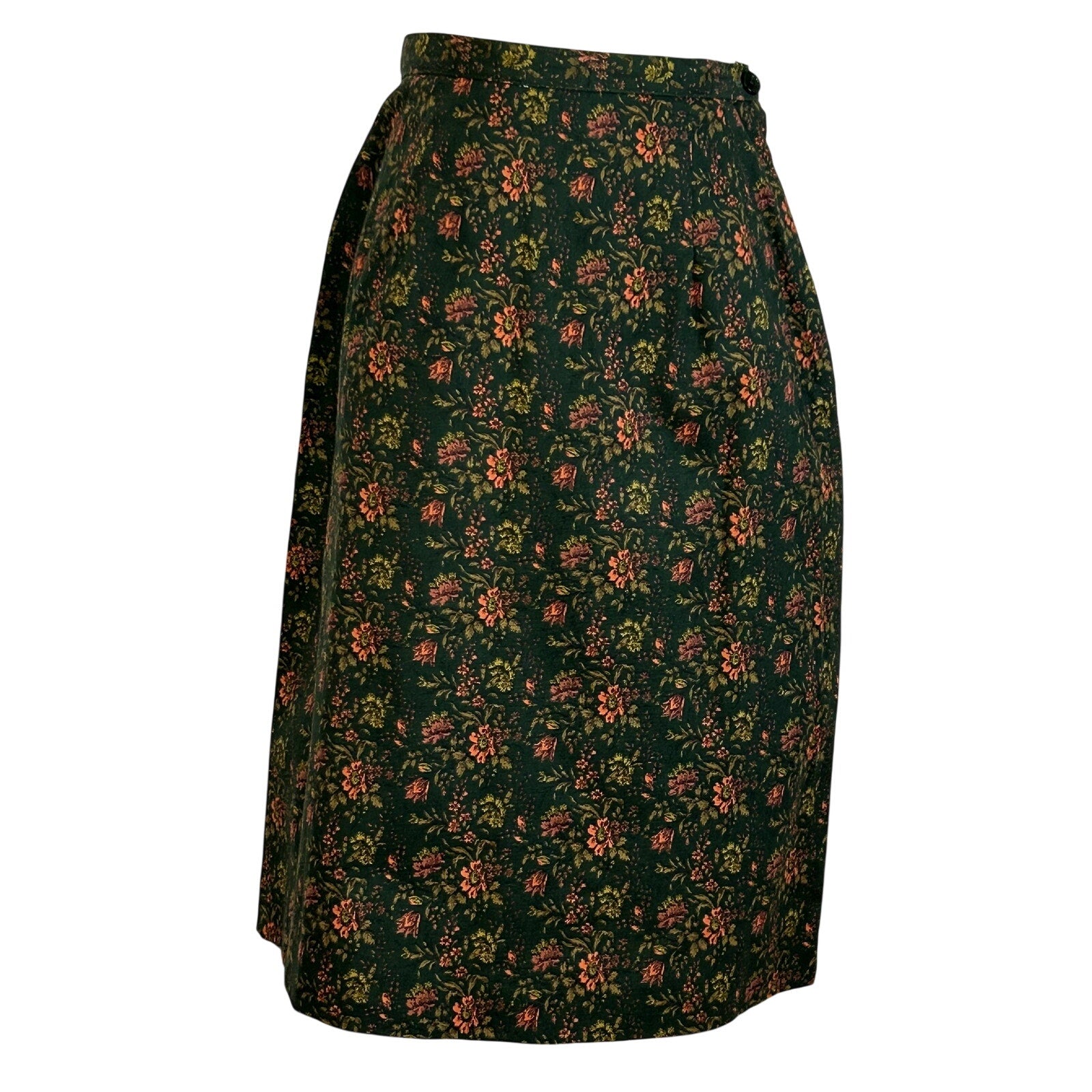 VTG 50s Green Heavy Cotton Skirt Suit Blazer Two Piece Set Twee Retro Preppy