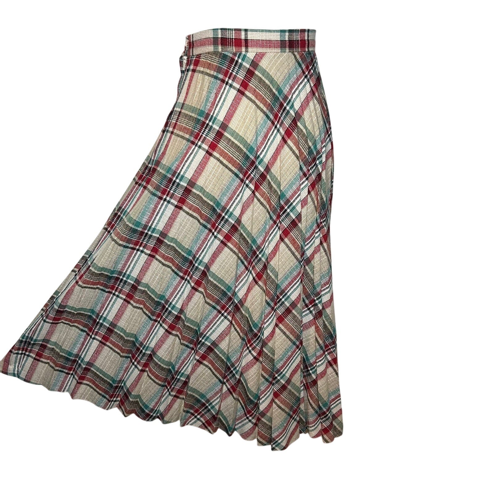 VTG 70s Pan-Her Plaid Pleated Skirt XS Preppy Dark Academia Twee Indie Retro