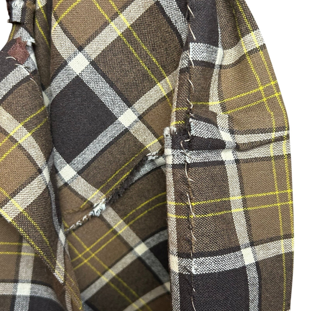 VTG 50s Graff Brown Plaid Wiggle XS Skirt Retro Preppy Dark Academia Twee Casual