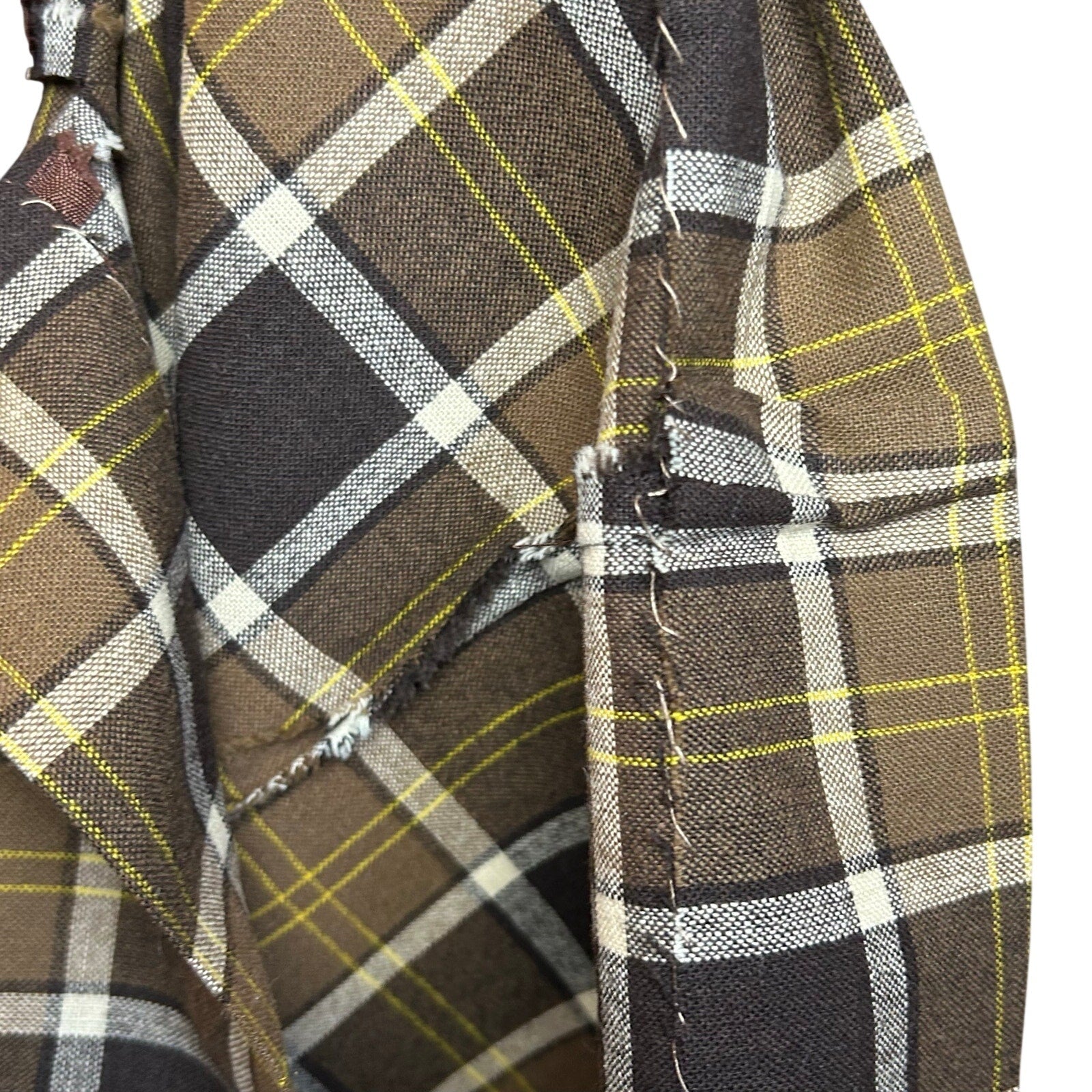 VTG 50s Graff Brown Plaid Wiggle XS Skirt Retro Preppy Dark Academia Twee Casual