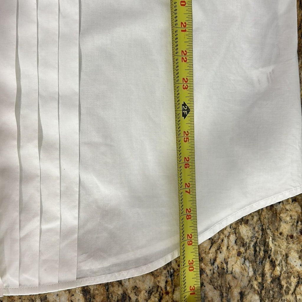 J Jill Pleated Front Stretch Cotton Button Down Shirt White Large Coastal Grandma