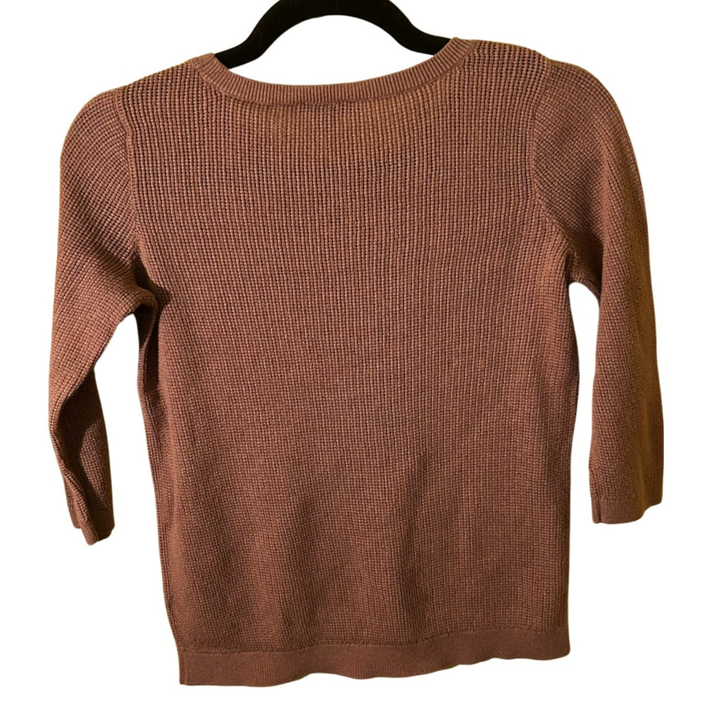 The Limited Brown Ribbed Knit Sweater 3/4 Sleeve Womens Large Office Career