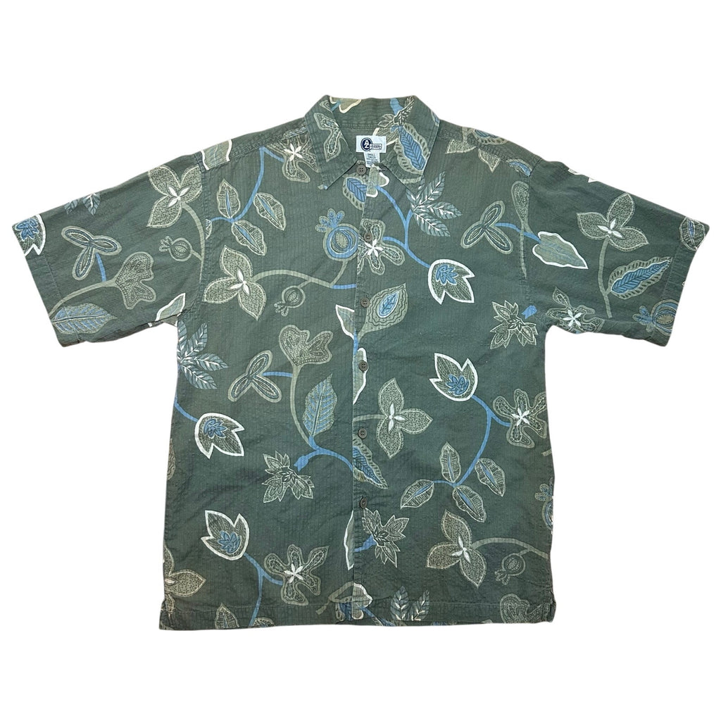 VTG Y2K Arizona Jean Co S Green Seersucker Button Down Shirt Casual Streetwear