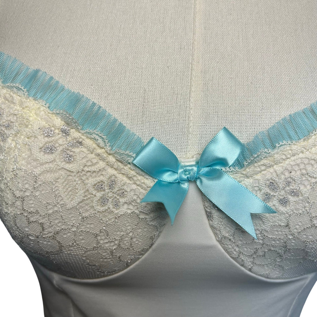Victoria's Secret White Blue Lace Bridal Corset Bustier 34C Set Bridal Coquette