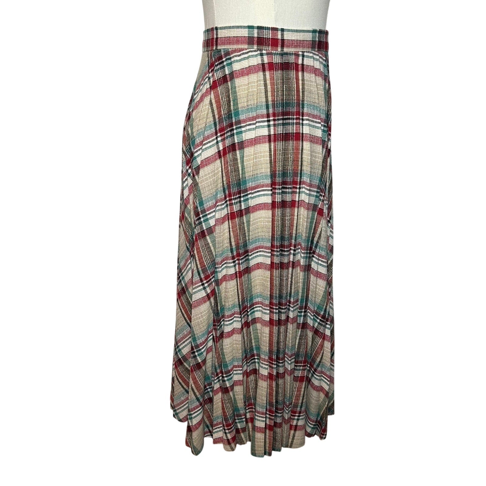 VTG 70s Pan-Her Plaid Pleated Skirt XS Preppy Dark Academia Twee Indie Retro