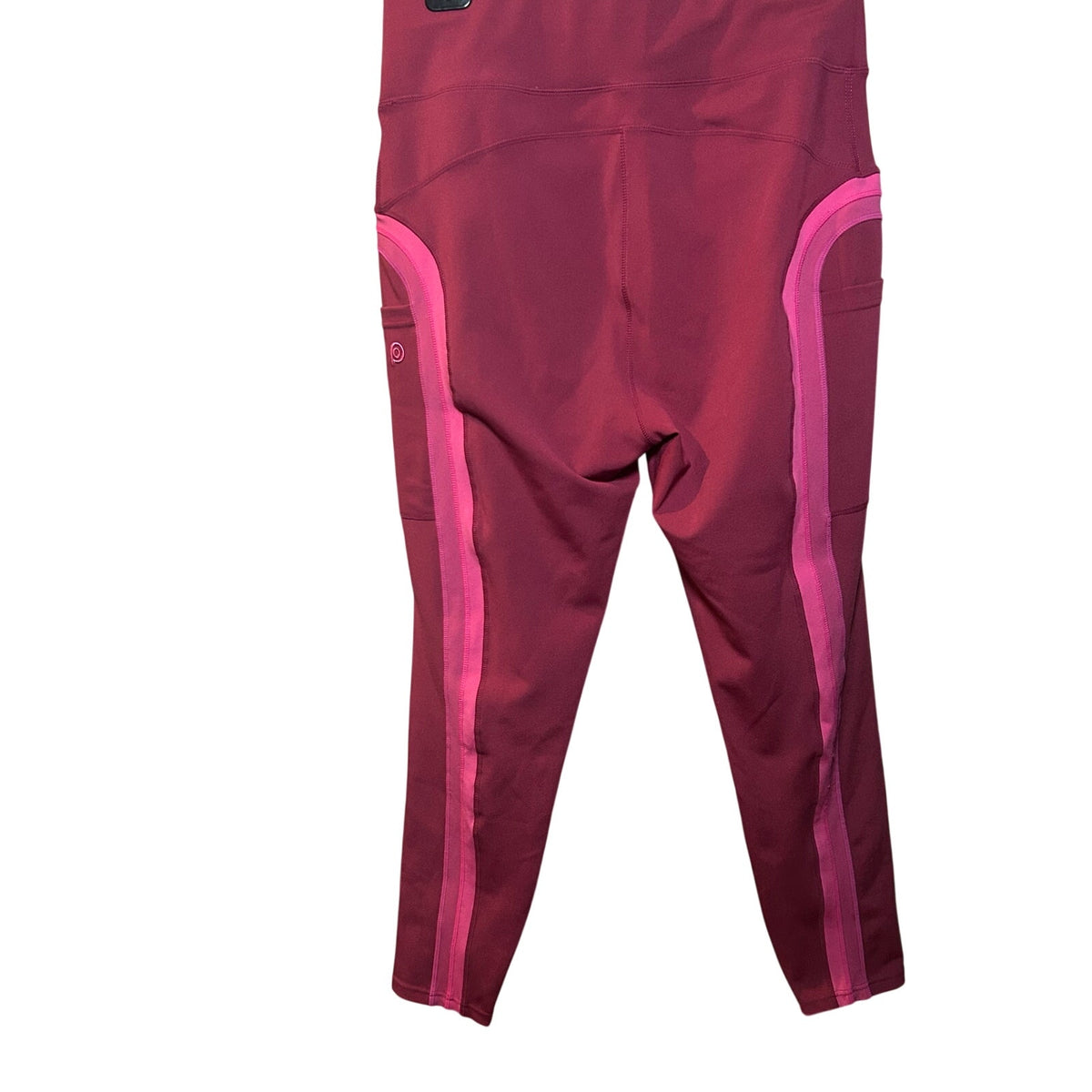 Pop Fit High Waisted Pocket Leggings Magenta Pink 2X Activewear Yoga Two Tone