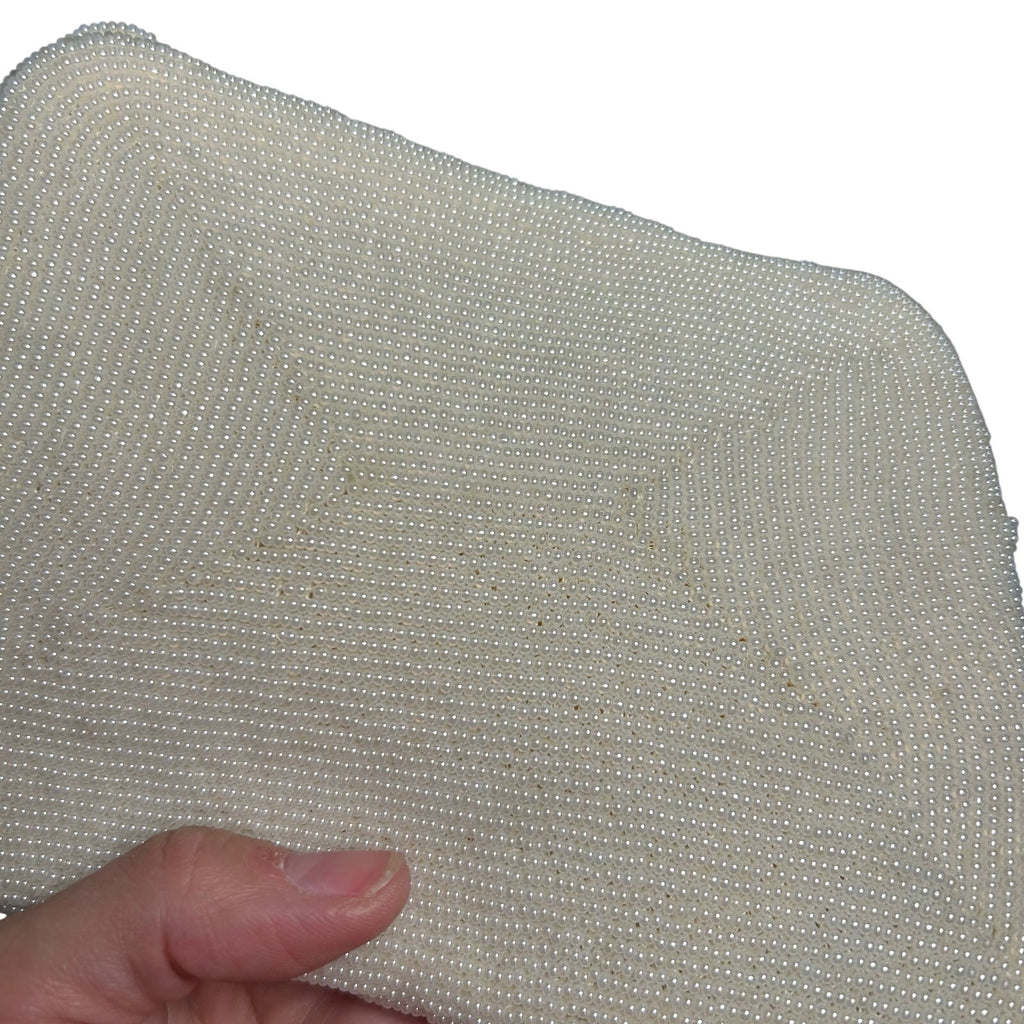 VTG 50s White Beaded Evening Clutch Handbag Retro Glam Unfinished Floral Twee