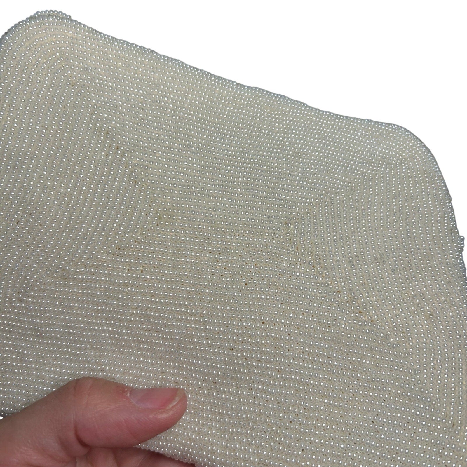 VTG 50s White Beaded Evening Clutch Handbag Retro Glam Unfinished Floral Twee