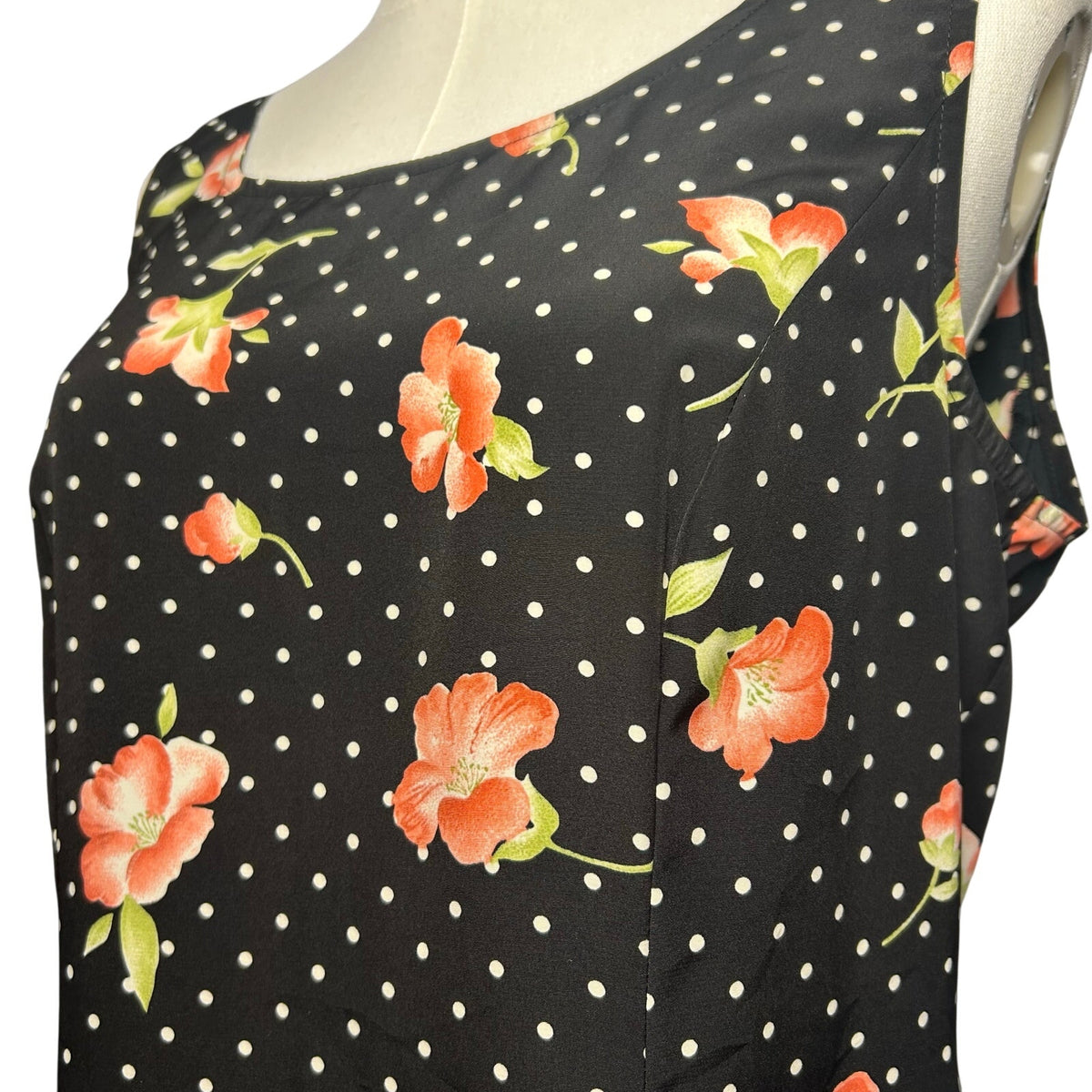 VTG Kathie Lee Collection Polka Dot Floral Sheath Dress Sz 10 Y2K 90s Retro