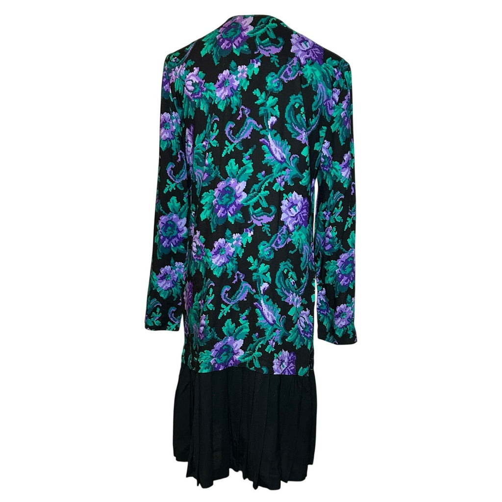 NWT VTG 90s Petite Jazz Rayon Dress Digital Pixel Floral Made in USA Size 10 Deadstock
