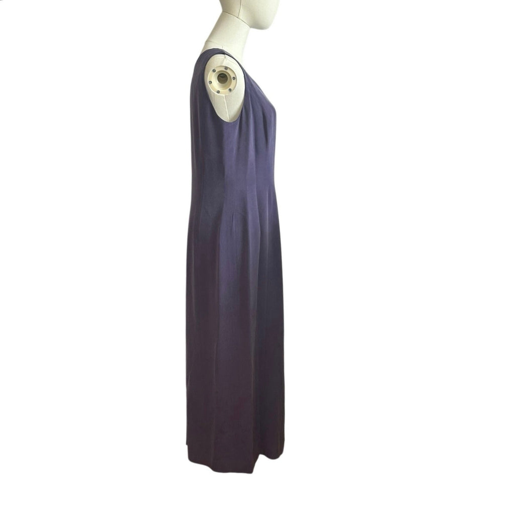 YL Yansi Fugel Purple Matte Crepe Column Maxi Dress Size 12 90s Minimalist Y2K