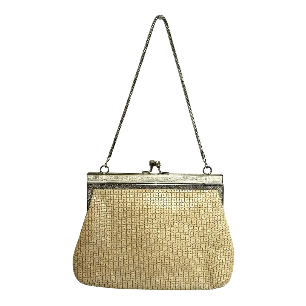 VTG 60s Off White Beaded Evening Bag Ornate Clasp Hong Kong Coquette Glam Retro