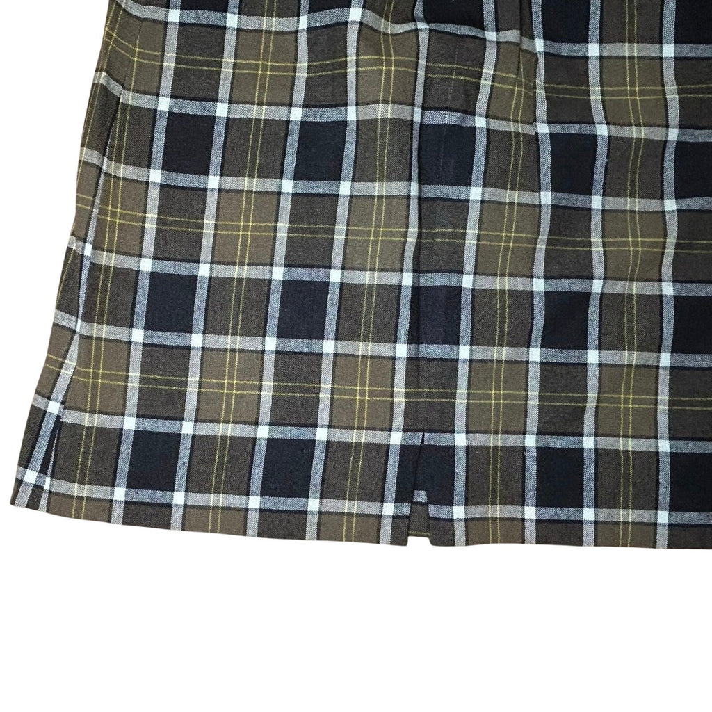 VTG 50s Graff Brown Plaid Wiggle XS Skirt Retro Preppy Dark Academia Twee Casual