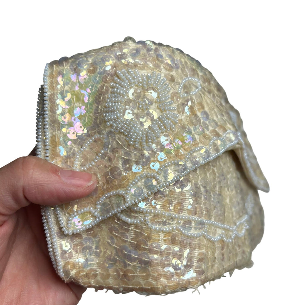 VTG 50s La Regale Beaded Sequin Clutch Evening Bag Handbag Small Bridal Coquette
