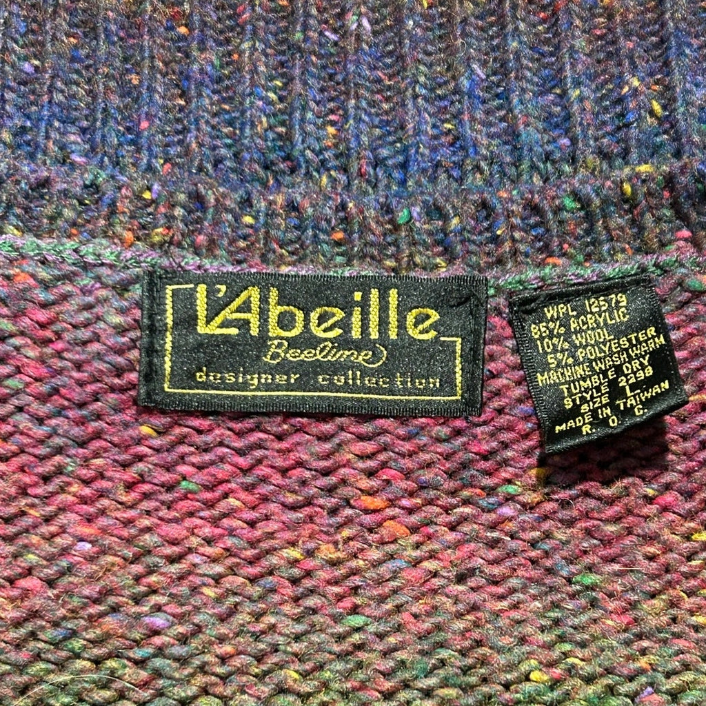 VTG 90s LAbeille XS Blue Purple Sweater Vest Preppy Grandpa Dark Academia Retro