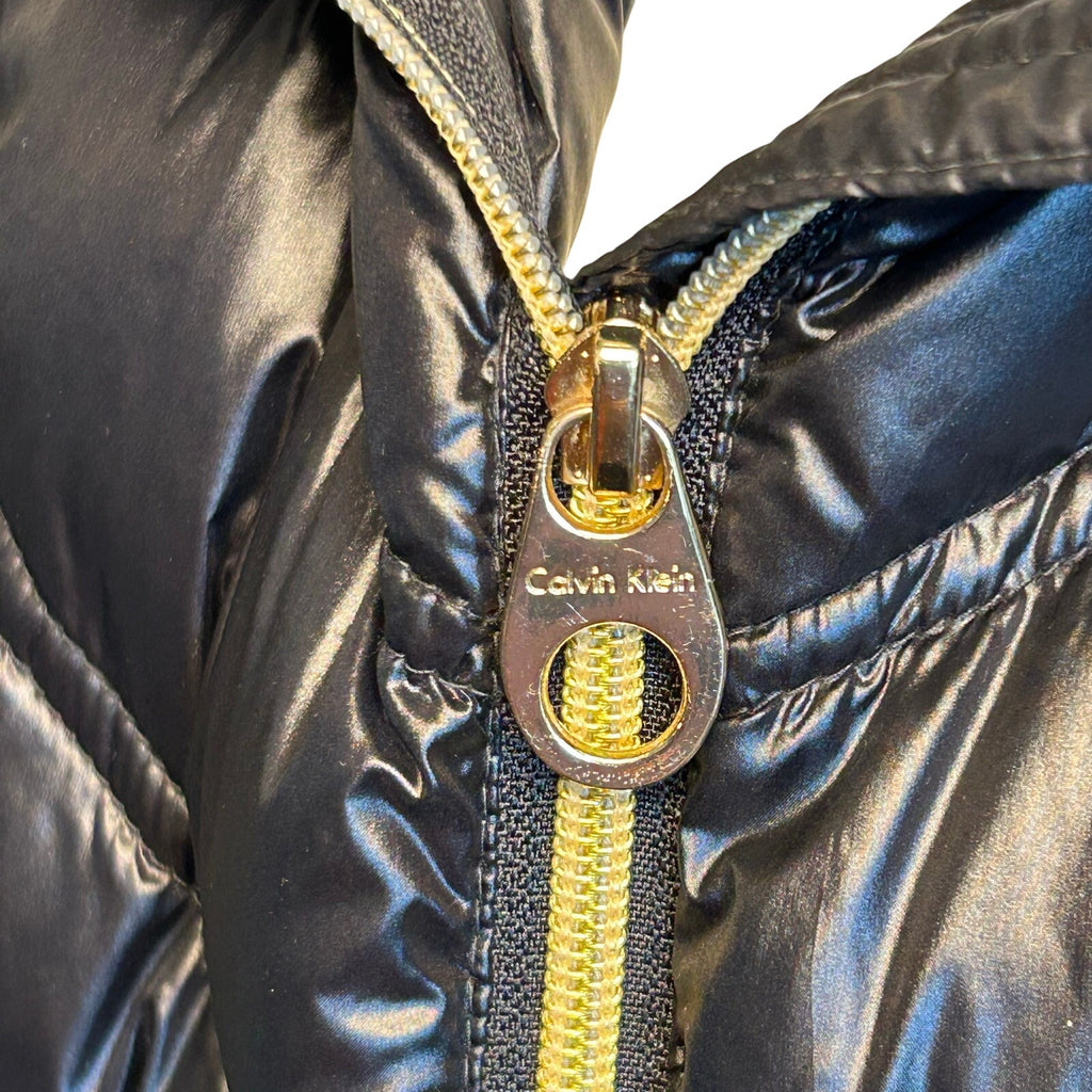 Calvin Klein XL Black Puffer Jacket Cheetah Lined Casual Gorpcore Minimalist