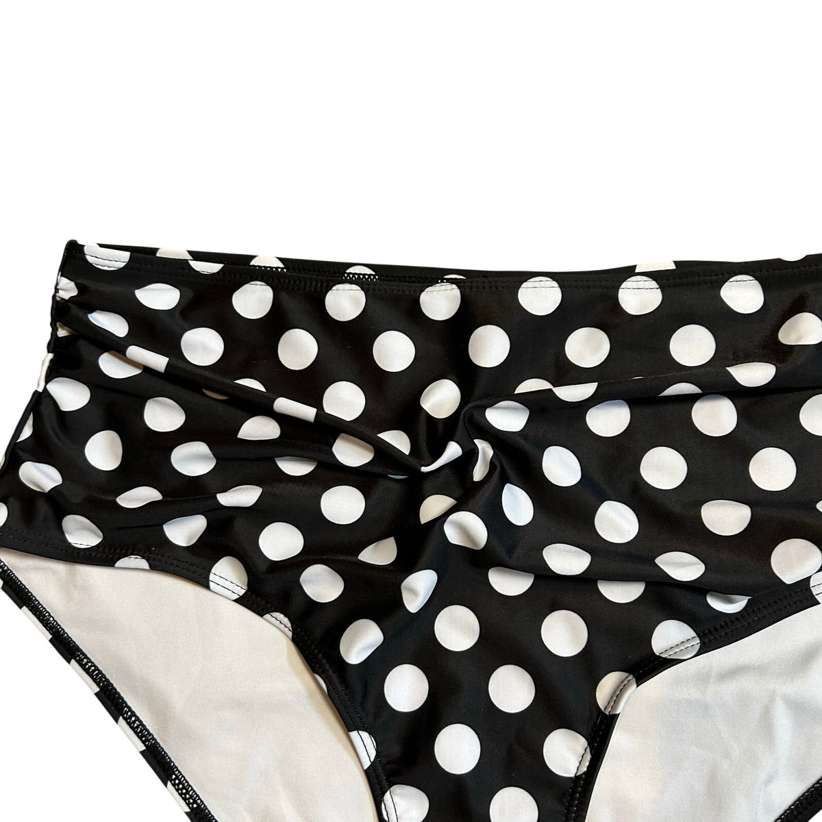 Black White Polka Dot High Waist Bikini Bottom Retro Swim XL Coquette Twee Glam