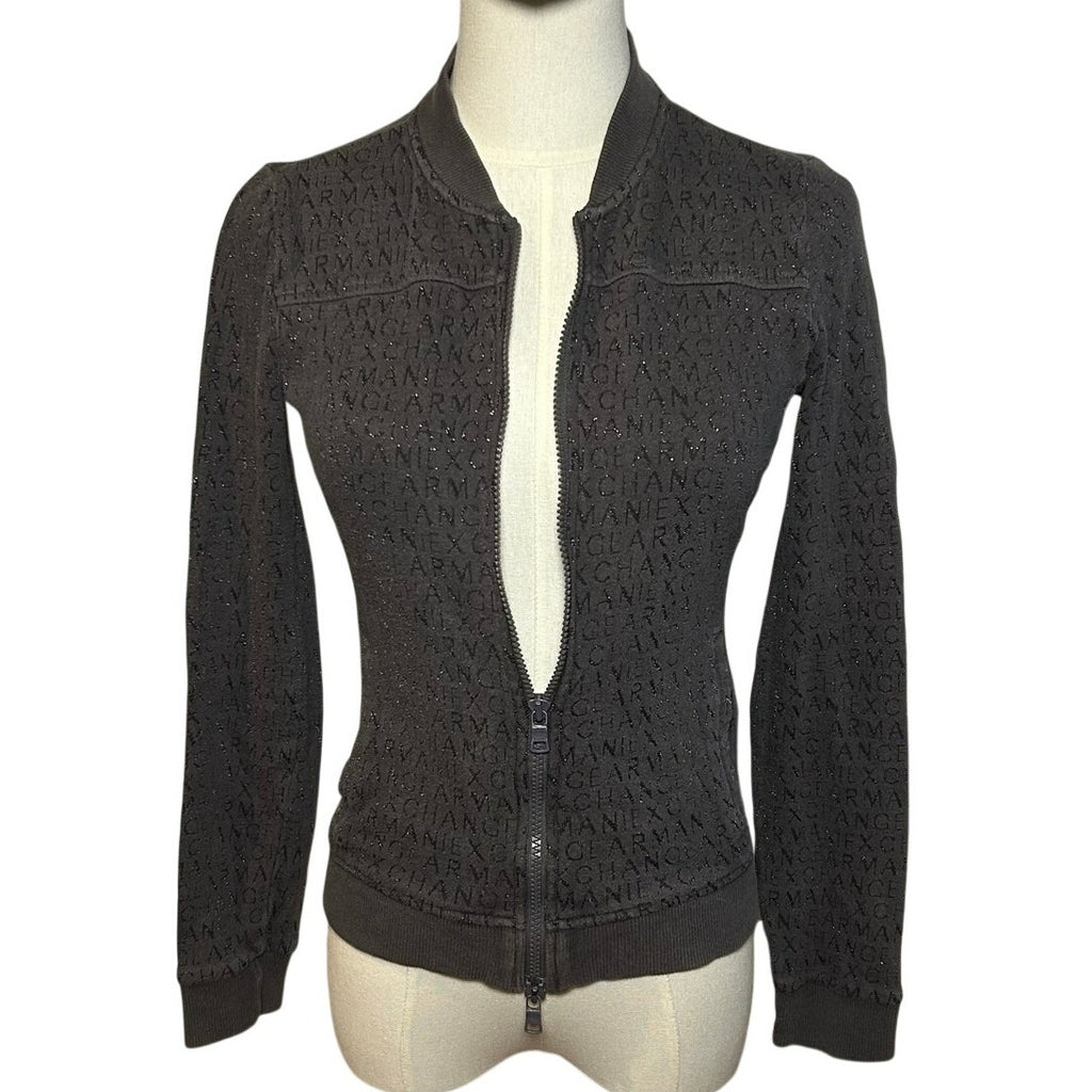 Armani Exchange Gray Zip Mock Neck Athletic Jacket Small Minimalist Gorpcore