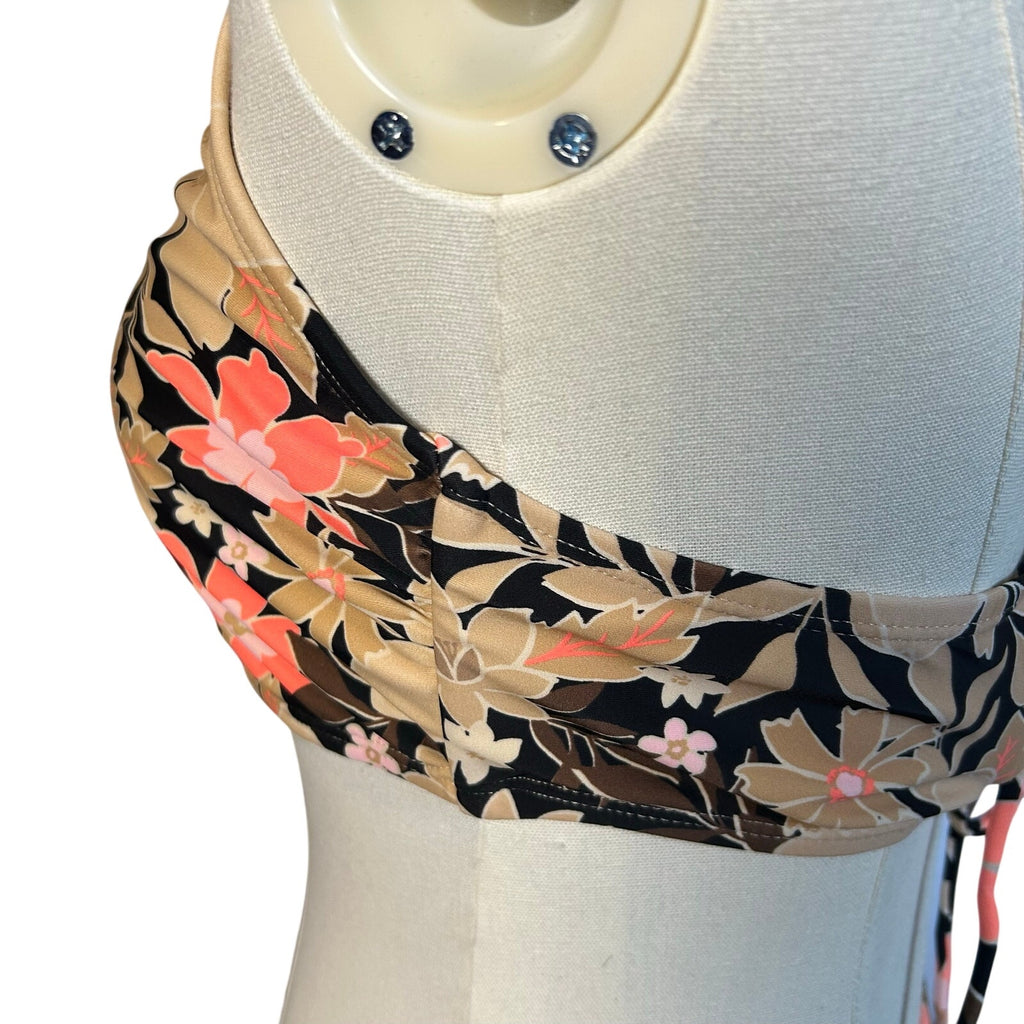 Brown Black String Bikini Set Adjustable Triangle Top Large Boho Casual Coquette