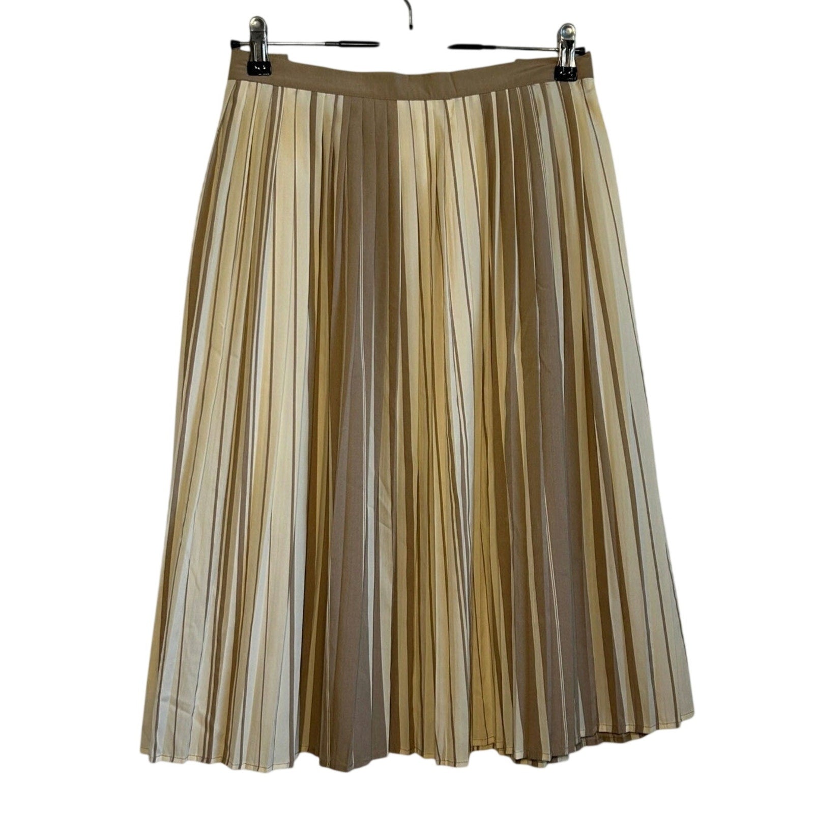 VTG 80s Anthony Rogers Tan Cream Pleated 22W 2X Plus Size Midi Skirt Retro