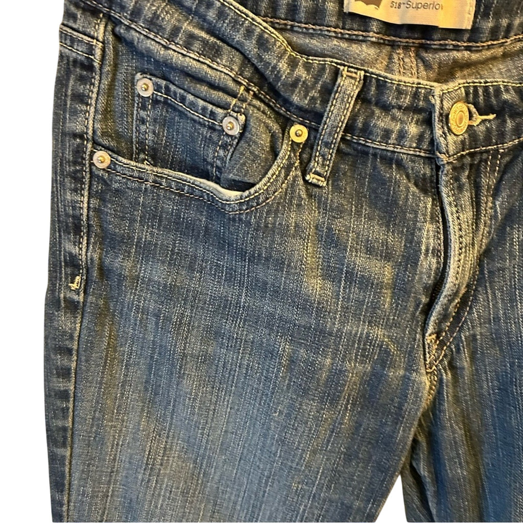 Levi's 518 Super Low Rise Boot Cut Jeans Size 9 Y2K Medium Light Wash Stretch