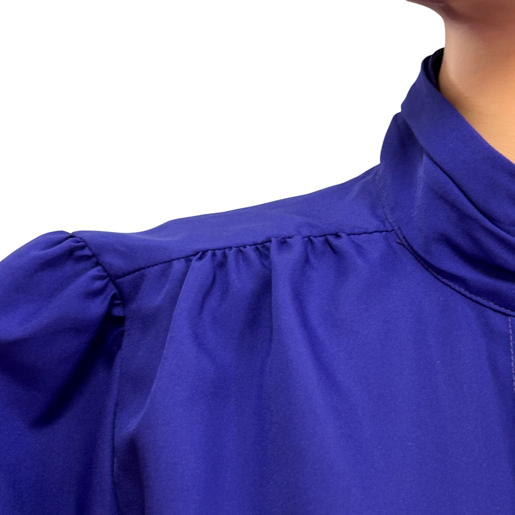 VTG 80s Laura Mae M Purple Blouse Asymmetric Mock Neck Retro Office Siren Twee