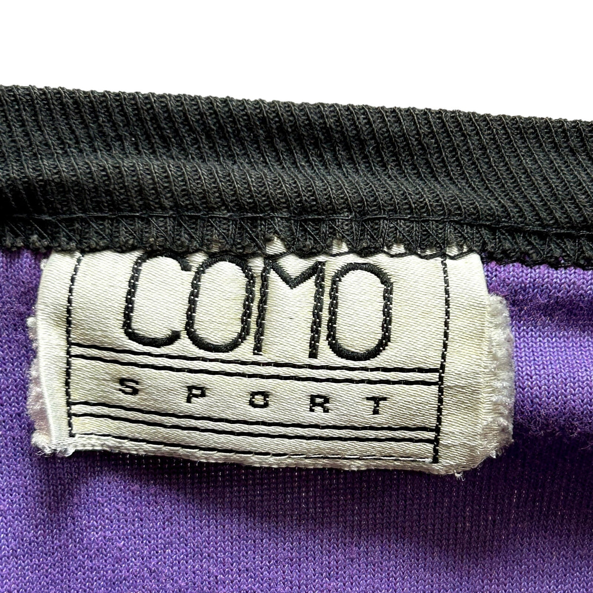 VTG 80s Como Sport M Purple Black Velour Top Colorblock Batwing Casual Retro