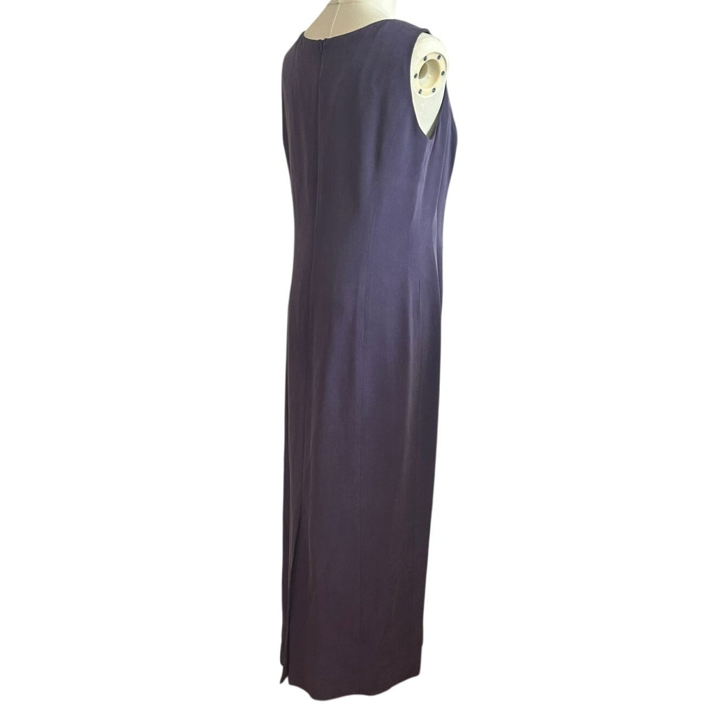 YL Yansi Fugel Purple Matte Crepe Column Maxi Dress Size 12 90s Minimalist Y2K