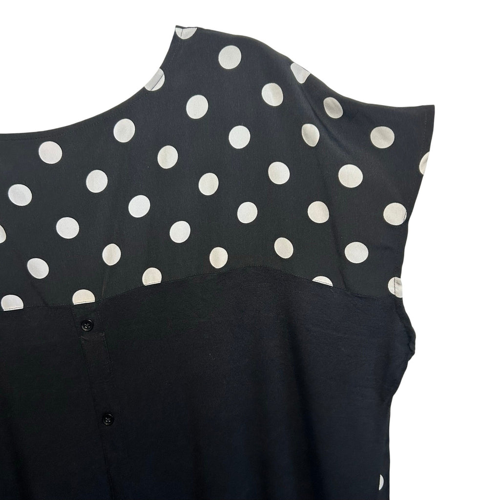 Evri Plus XL Black White Polka Dot Blouse Knit Jersey Plus Size Casual Retro