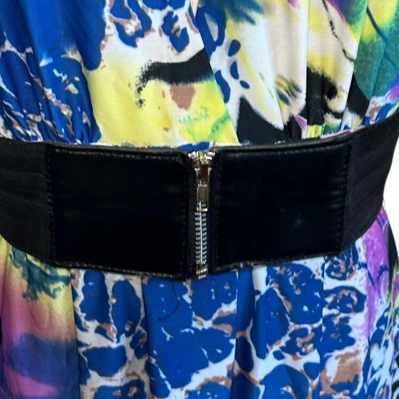VTG Y2K Roommates Multicolored 4 Mini Dress Pockets Belt Retro Indie Twee Party