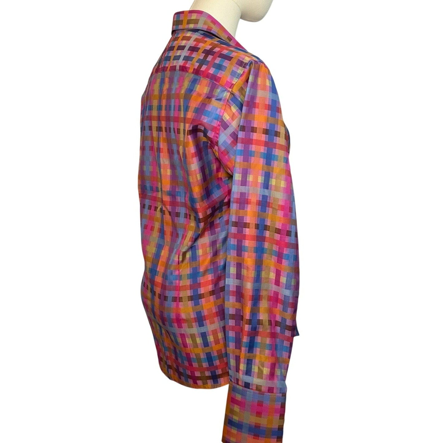VTG 90s John Braye Florence Grid Print Button Down Shirt Small Office Siren Y2K