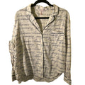 Victoria's Secret White Black Script Print Cotton Pajama Top Womens Medium