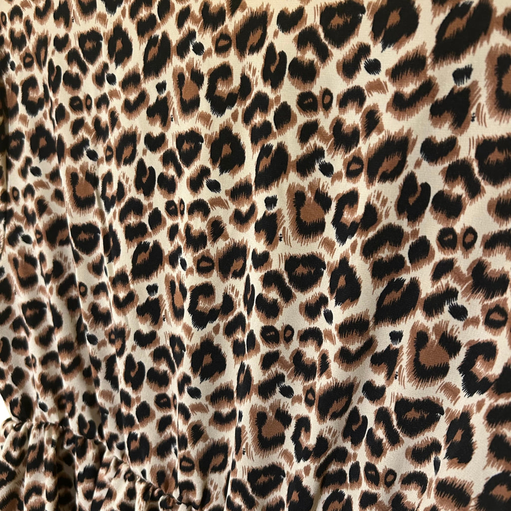 Cheetah Animal Print V-Neck Elastic Waist Mini Dress Medium Mob Wife Whimsygoth