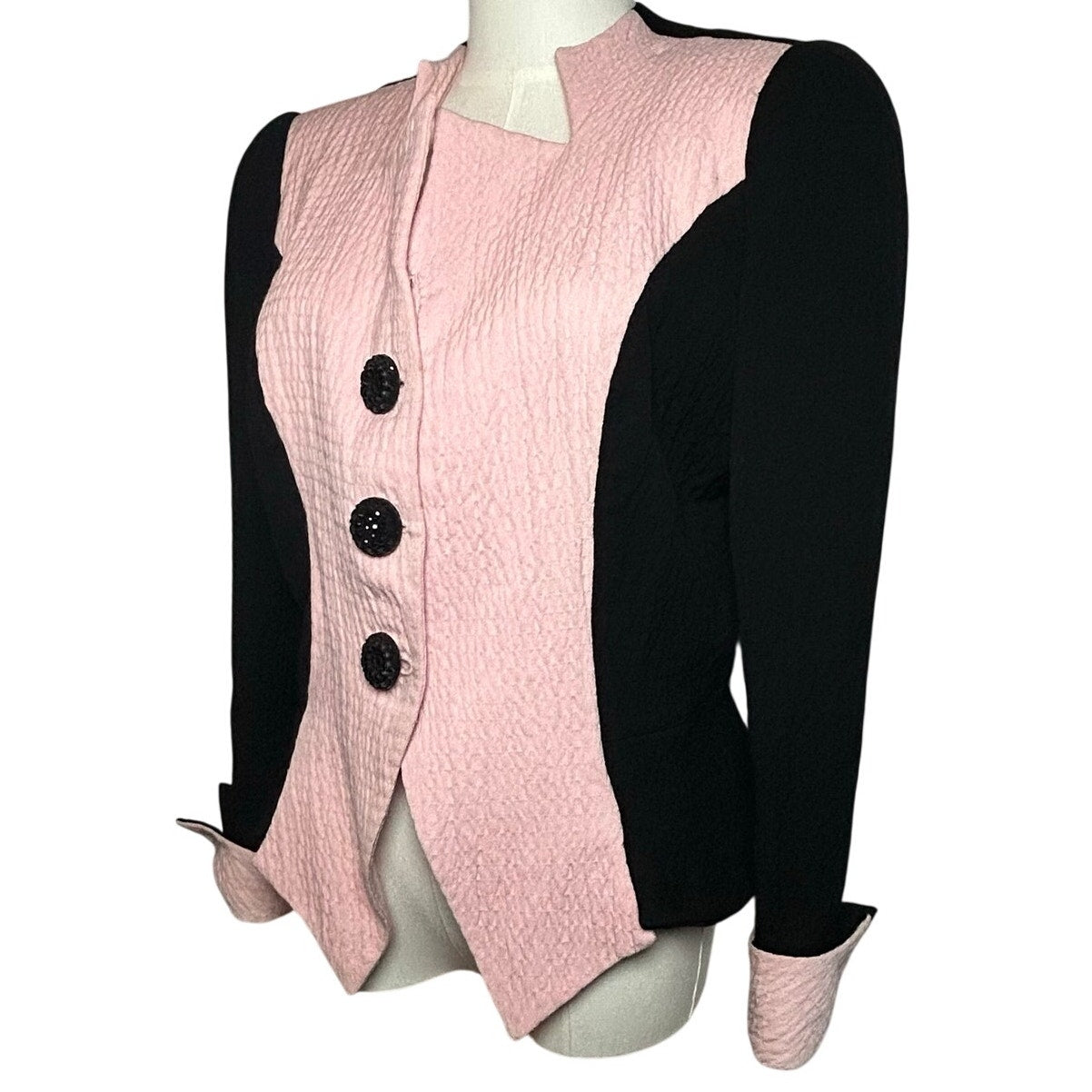 VTG 80s David Hayes Pink Black Power Blazer M Retro Glam Preppy Casual Indie