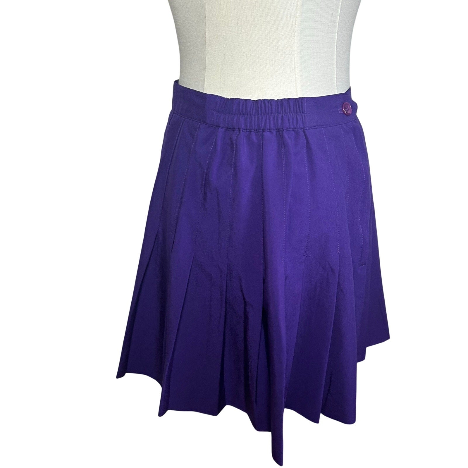 VTG 80s Lejay Purple Pleated Mini Skirt M Tennis Activewear Preppy Retro Casual