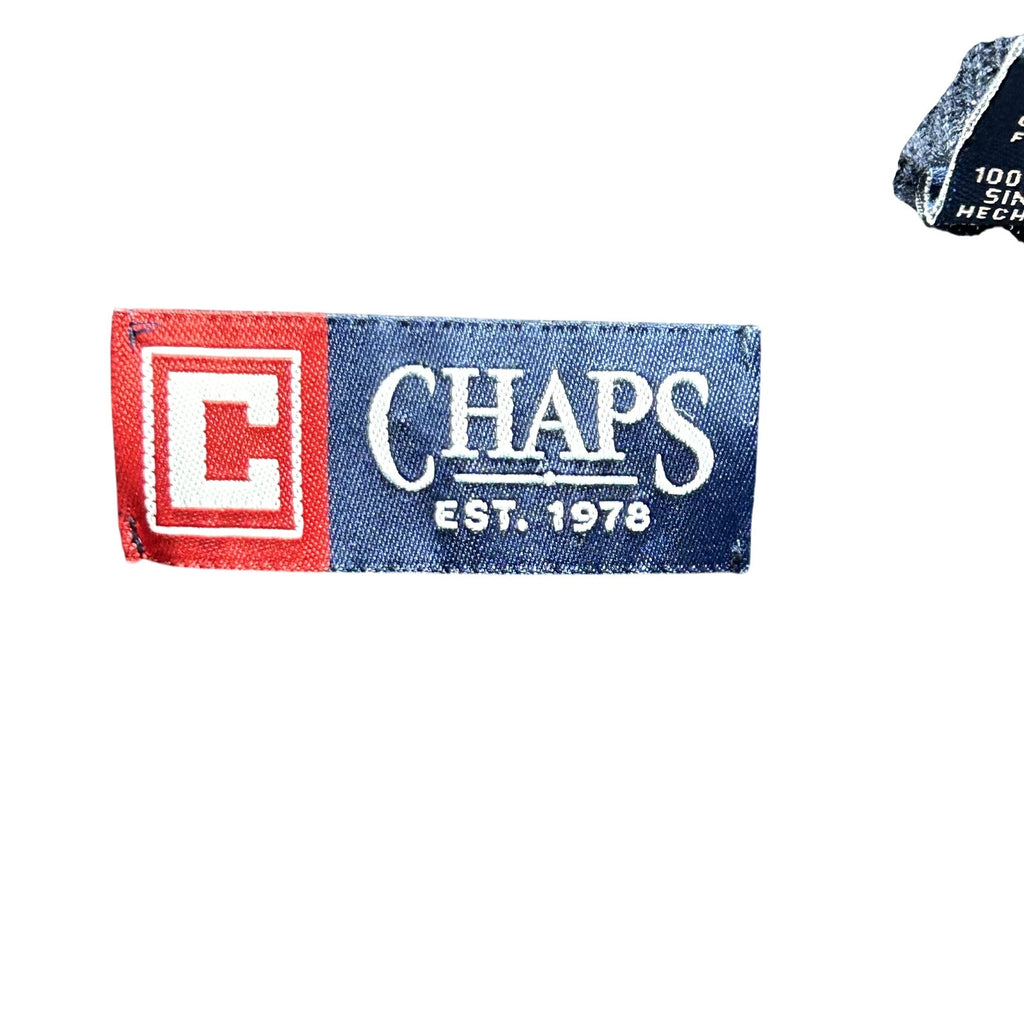 Chaps L Blue Argyle Cotton Knit V-Neck Sweater Vest Preppy Dark Academia