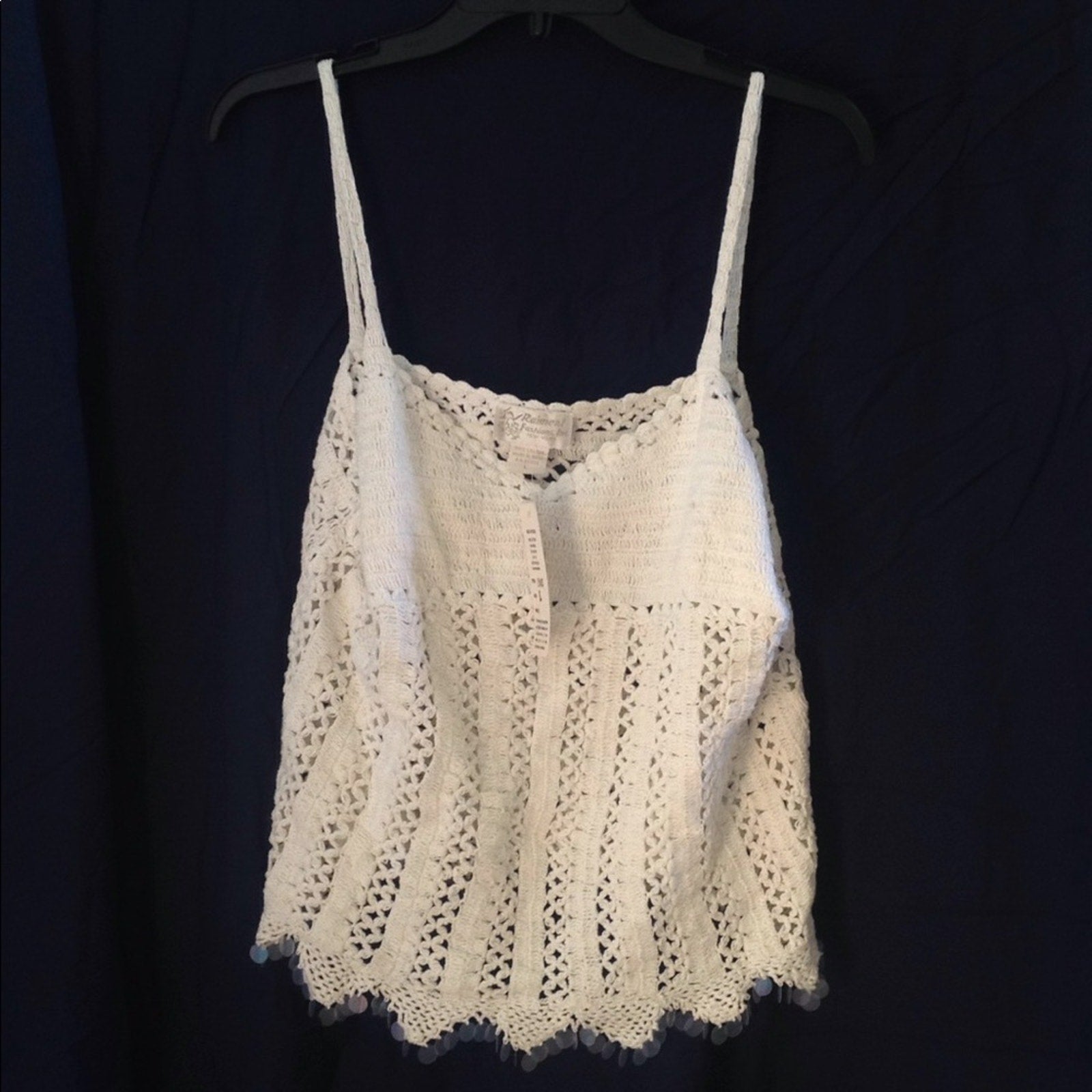 NWT VTG 90s Raiment Fashions Cotton Crochet Scalloped Tank Whimsygoth Boho NOS